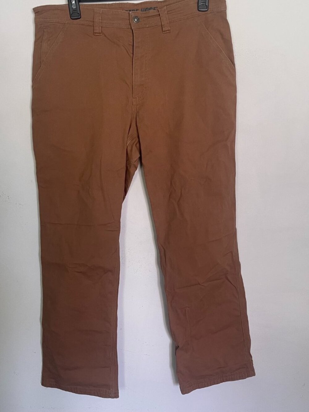 Duluth Trading Flex Fire Hose Pants Mens 38x32 Relaxed Fit Khaki Canvas T19